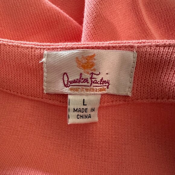 Quacker Factory Sweater Top Large Dragonfly Embellished Coral Pink 2-in-1 - Picture 7 of 8